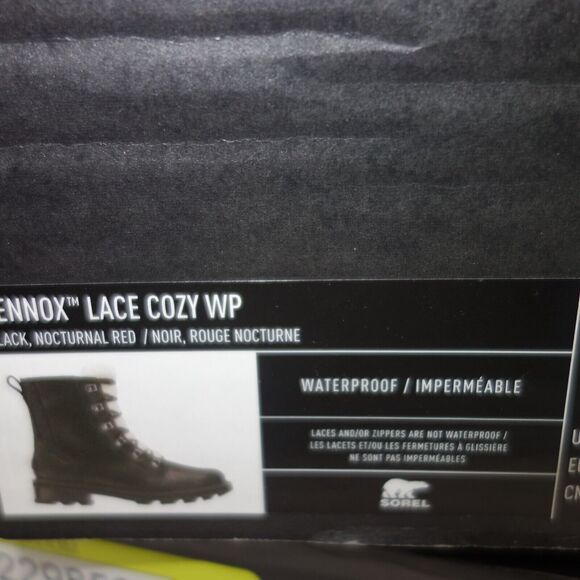 NEW Sorel Lennox Lace Cozy Boots Waterproof Shearling Lug Women's 5 Black - Picture 12 of 13